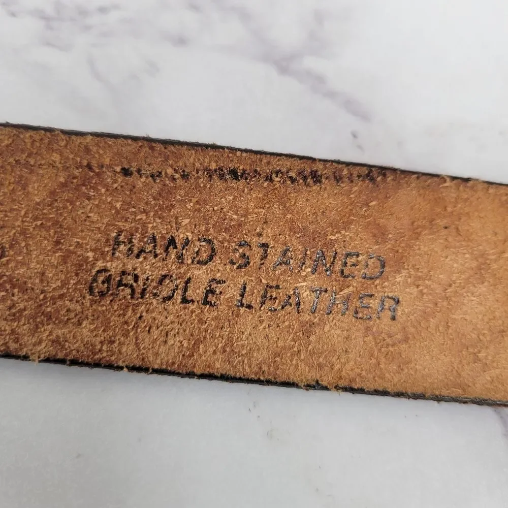 Winston Vintage Leather Belt with Silver Tone Buckle